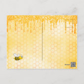 Virtual bee glitter drip sunflowers bridal shower postcard (Back)