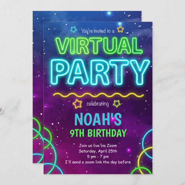 Virtual Birthday Invitation (Front/Back)
