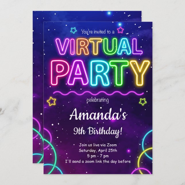 Virtual Birthday Invitation (Front/Back)
