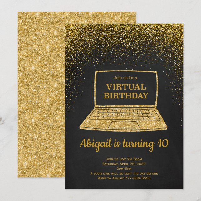 Virtual Birthday Invitation, social Distance Invitation (Front/Back)
