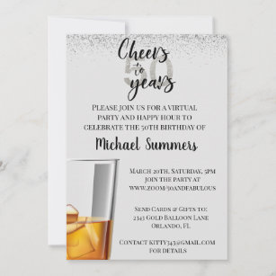 Virtual Birthday Party Cheers to 50 Years Invitation