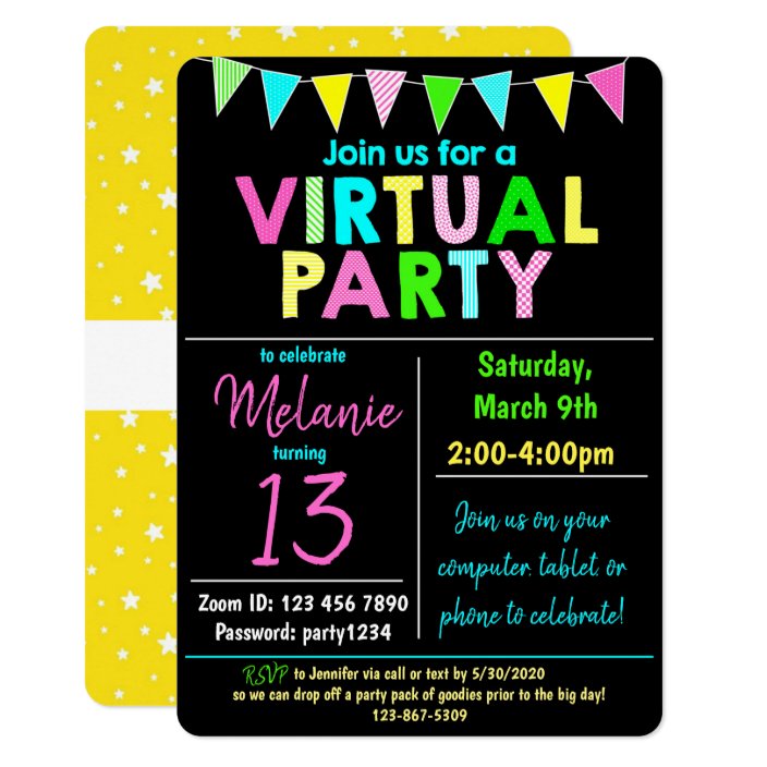 Virtual Birthday Party Design Invitation