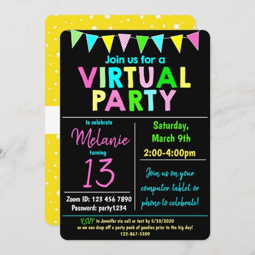 Virtual Birthday Party Design Invitation