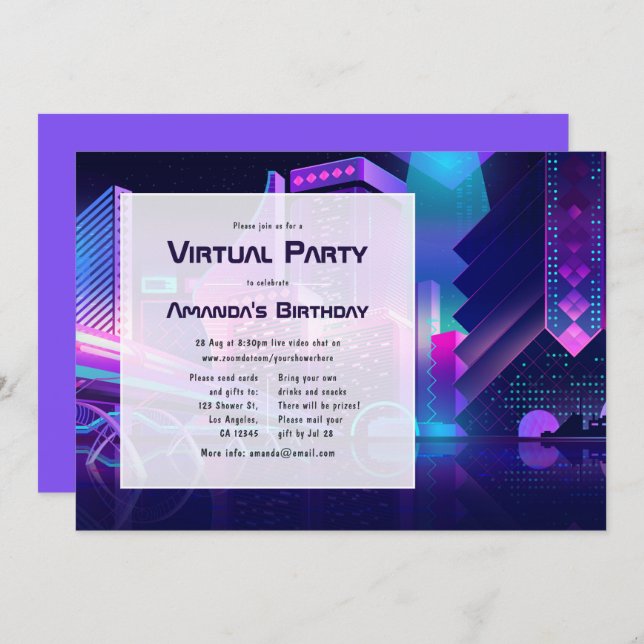 Virtual Birthday Party Invitation (Front/Back)