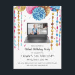 Virtual Birthday Party Invitation Postcard<br><div class="desc">A virtual birthday invitation perfect for those that are social distancing. Add your custom wording to this design by using the "Edit this design template" boxes on the right hand side of the item, or click the blue "Customize it" button to arrange the text, change the fonts and colours and...</div>
