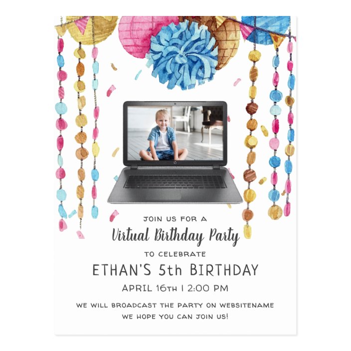 Virtual Birthday Party Invitation Postcard