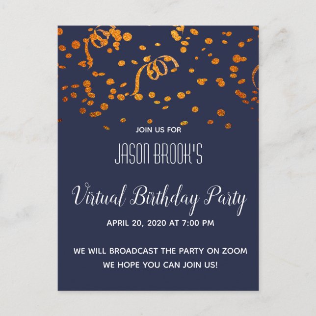 Virtual Birthday Party Invitation Postcard (Front)