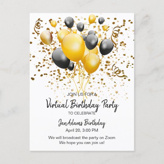 Virtual Birthday Party Invitation Postcard | Zazzle.com