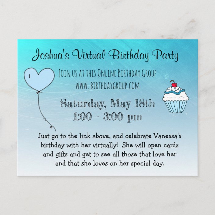 Virtual Birthday Party Invitation Postcard | Zazzle.com