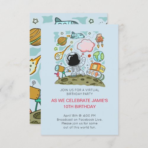Virtual Birthday Party Theme Invitation