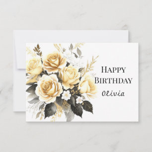 Virtual Bloom Gold and Black Birthday Card