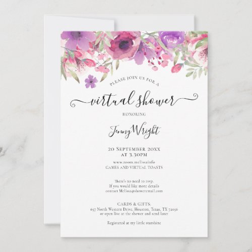 Virtual Bridal or Baby Shower Watercolour Floral Invitation