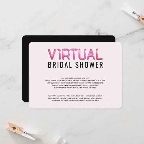 Virtual Bridal Shower Blush Pink Invitation
