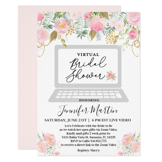 Virtual Bridal Shower Floral Invitation