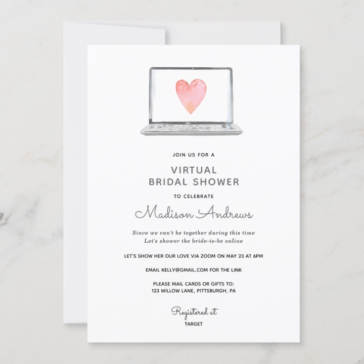 Virtual Bridal Shower Invitation Zazzle