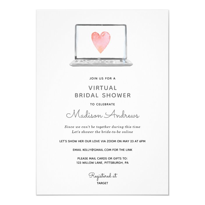 Floral Laptop Virtual Bridal Shower Invitation Zazzle Com