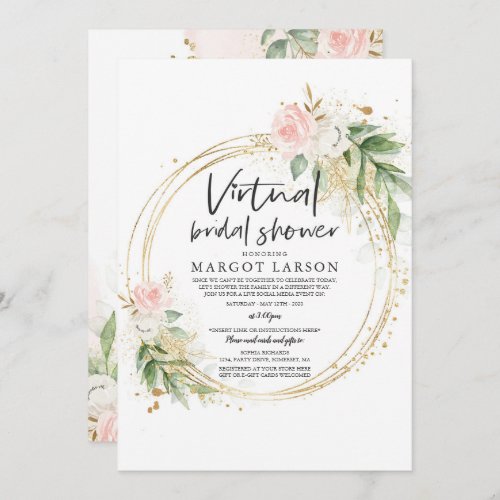 Virtual Bridal Shower Invitation Greenery  Gold