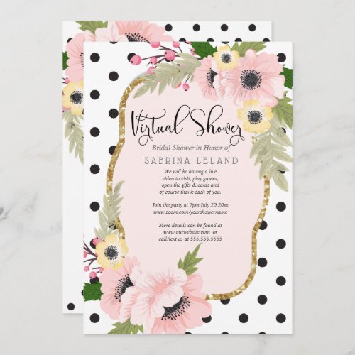 Virtual Bridal Shower Pink and Yellow Poppies Invitation