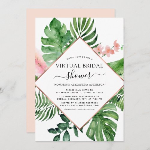 Virtual Bridal Shower Tropical Palm Geometric Invitation