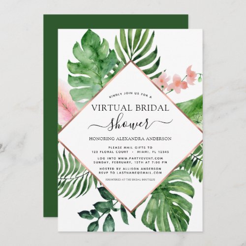 Virtual Bridal Shower Tropical Palm Geometric Invitation