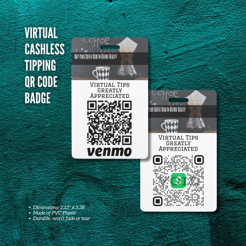 Virtual Cashless Tipping QR Code Badge