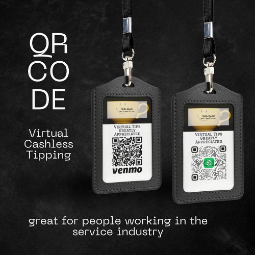 Virtual Cashless Tipping QR Code Company Badge