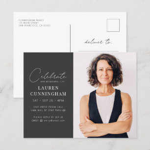 Virtual Celebrate Her Life Modern Simple Photo Invitation Postcard