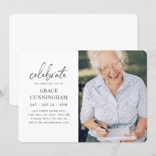 Virtual Celebrate the Amazing Life Modern Photo Invitation