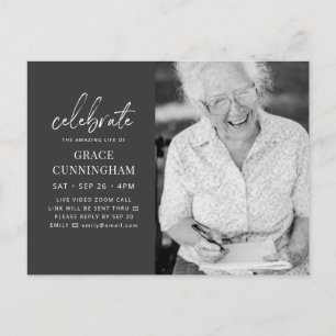 Virtual Celebrate the Amazing Life Modern Photo Invitation Postcard