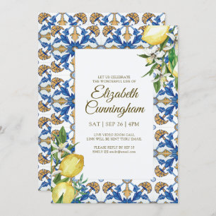 Virtual Celebration of Life Blue Mediterranean Invitation