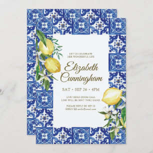Virtual Celebration of Life Blue Mediterranean Invitation