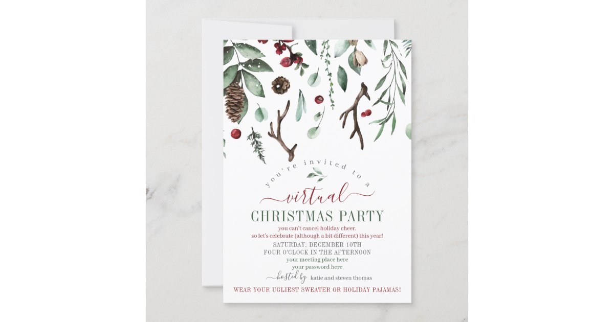 Virtual Christmas Holiday Party Invitation | Zazzle