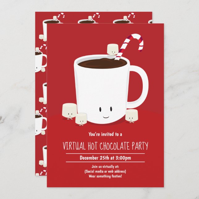 Virtual Christmas Party Hot Chocolate Hot Cocoa Invitation (Front/Back)