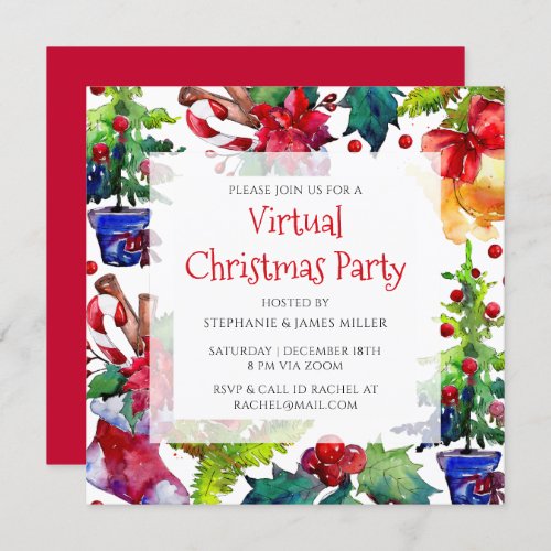 Virtual Christmas Party Quarantine Online Holiday Invitation