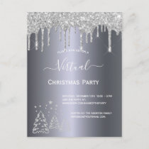 Virtual Christmas party silver glitter invitation Postcard