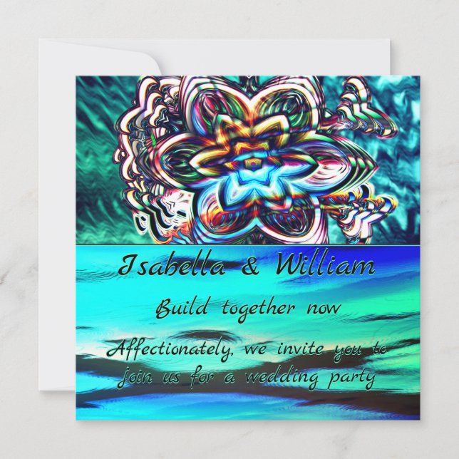 Virtual colorful flower with violet ray  invitation (Front)