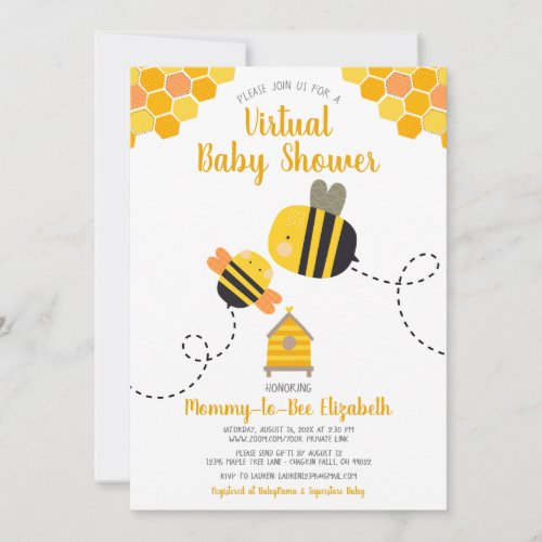 Virtual Cute Sweet Kawaii Mommy to Bee Baby Shower Invitation