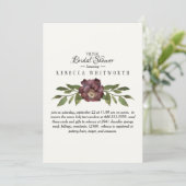 Virtual Deep Plum Floral & Foliage Bridal Shower Invitation (Standing Front)