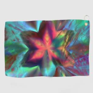 Virtual dirt over flower kaleidoscope fire orange golf towel