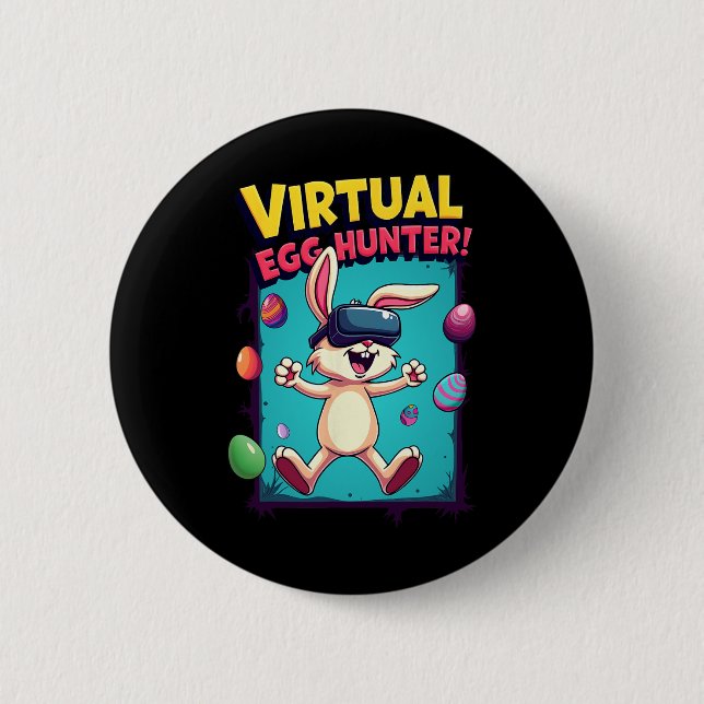 Virtual Egg Hunter - Funny Gamer Bunny Vr Easter G Button (Front)