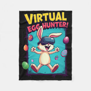 Virtual Egg Hunter - Funny Gamer Bunny Vr Easter G Fleece Blanket