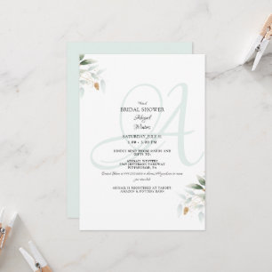 Virtual Elegant Foliage & Sea Glass Bridal Shower Invitation