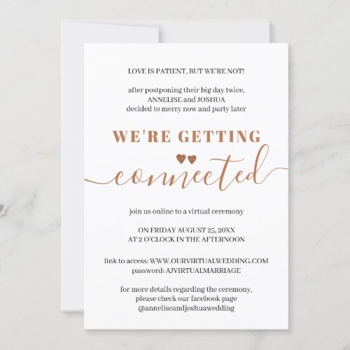 Virtual elegant simple modern typography wedding invitation