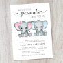 Virtual Elephant Twin Girl Boy Baby Shower Invitation