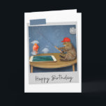 Virtual Fishing Cat Funny Birthday Card<br><div class="desc">Brighten up any cat lover's birthday with this whimsical and fun feline design!</div>