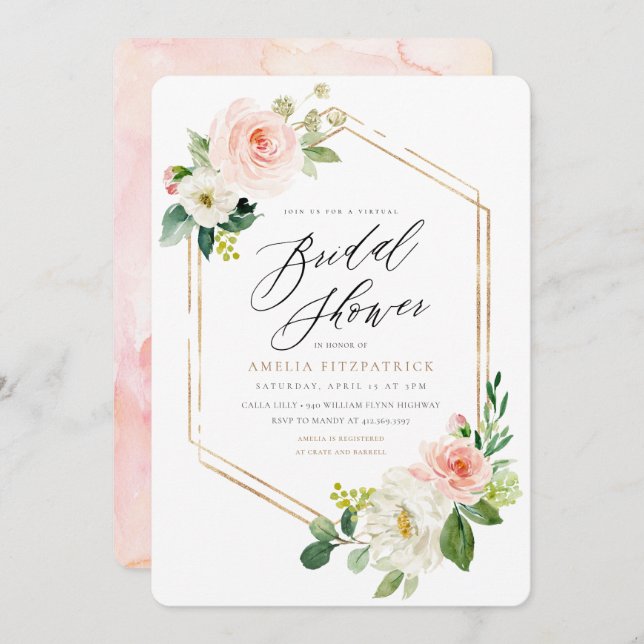 Virtual Floral Bridal Shower Invitation (Front/Back)