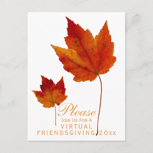 Virtual Friendsgiving Autumn Maple Leaves Holiday Invitation Postcard