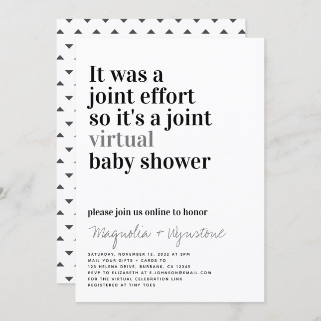 Virtual Funny Couple's Baby Shower Invitation (Front/Back)