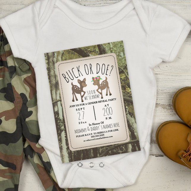Virtual Gender Reveal Camo Deer Social Distancing Invitation (Creator Uploaded)