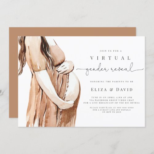  Virtual Gender Reveal He or She Boho Zoom Party Invitation
